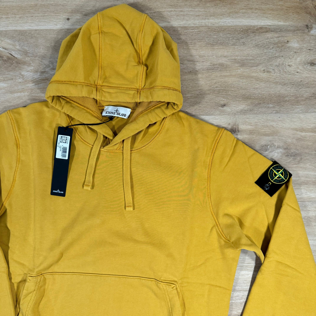 Stone Island Garment Dyed Pullover Hoodie in Mustard Ironleague
