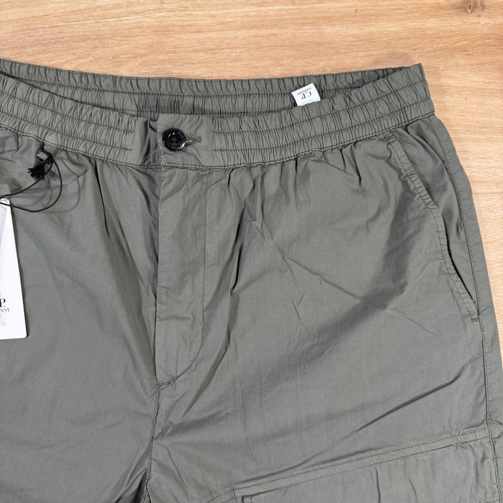 CP Company 50 Fili Stretch Cargo Shorts in Thyme - Green Ironleague