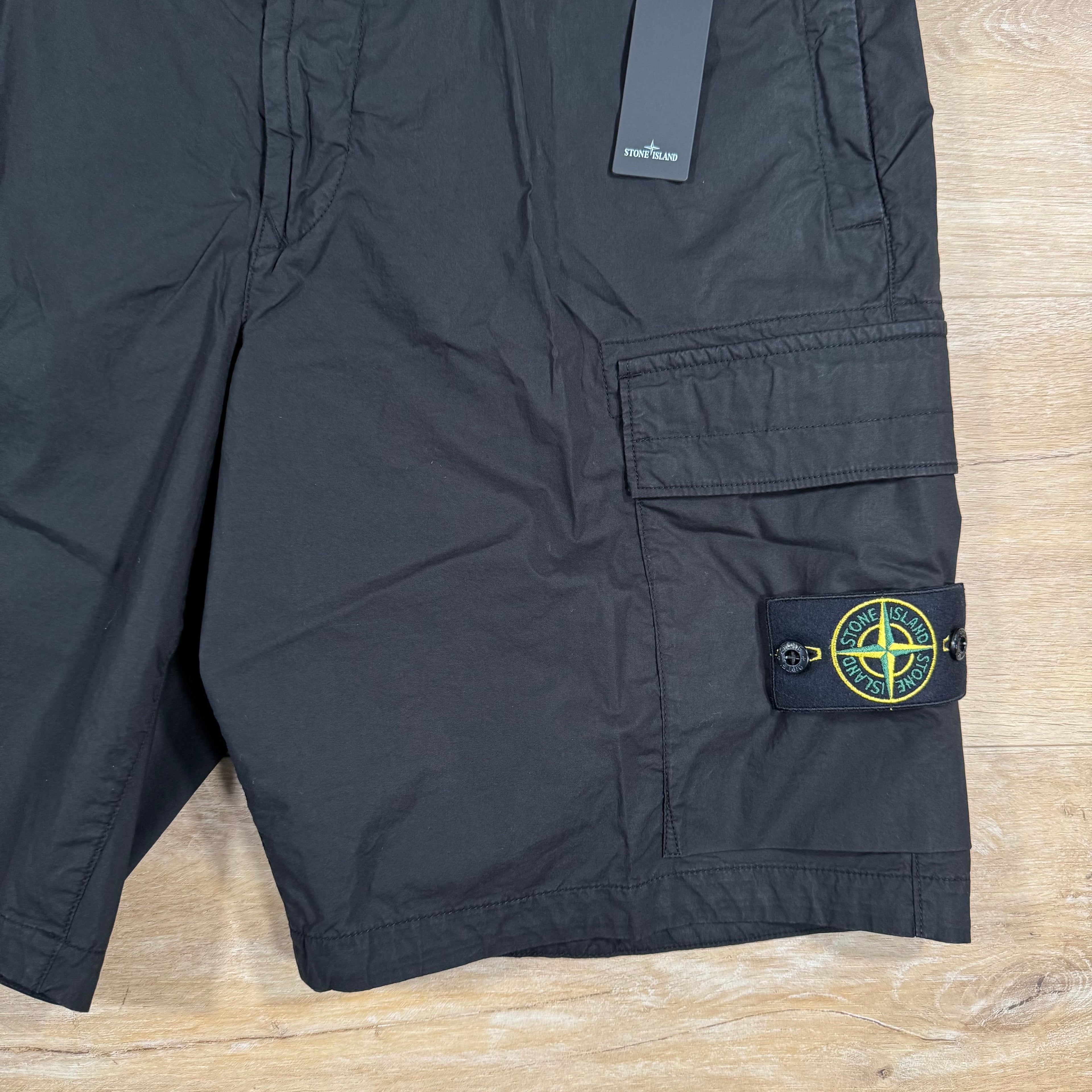 Stone Island Stretch Tela Cargo Bermuda Shorts in Black Ironleague