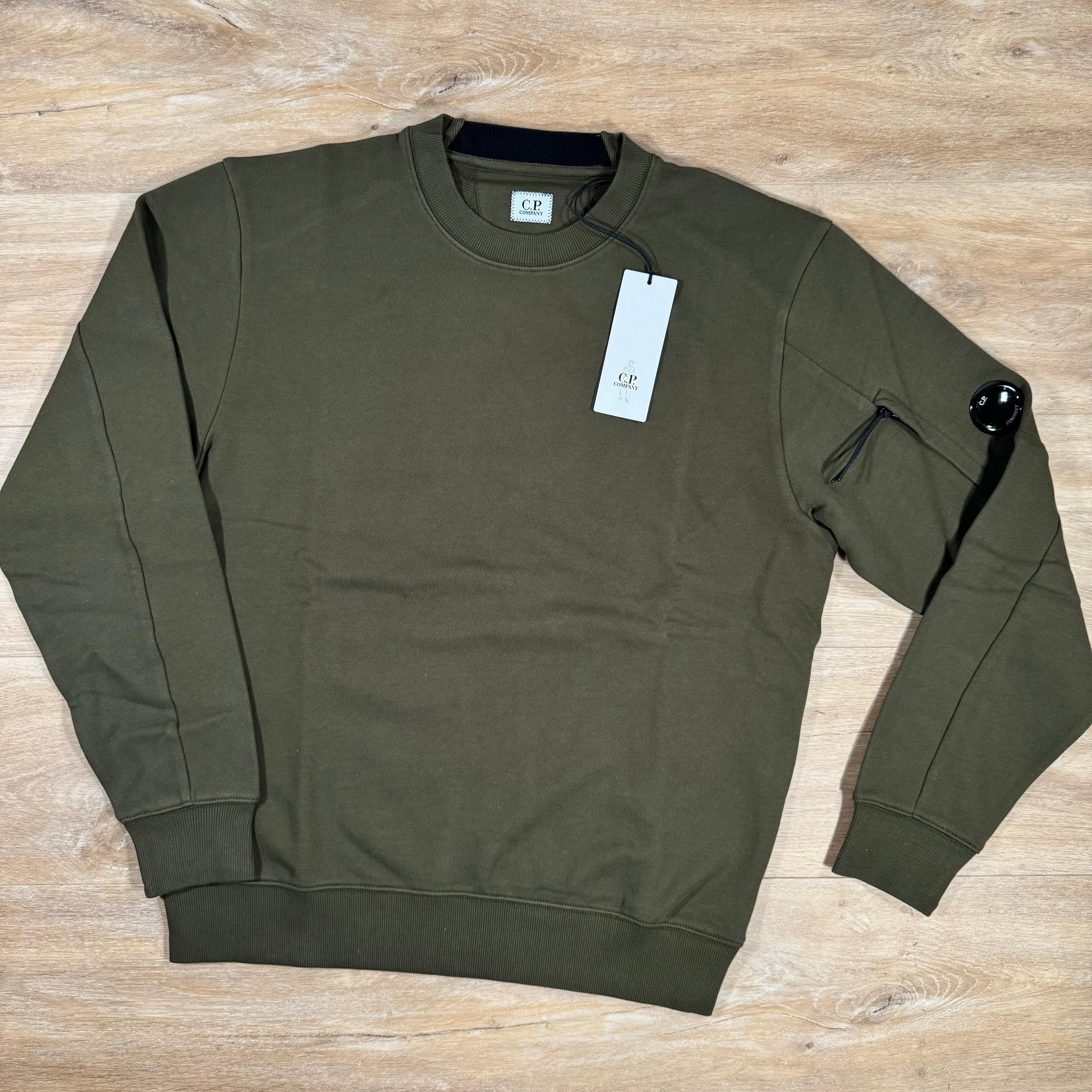CP Company Diagonal Raised Fleece Lens Sweatshirt in Ivy Green Ironleague