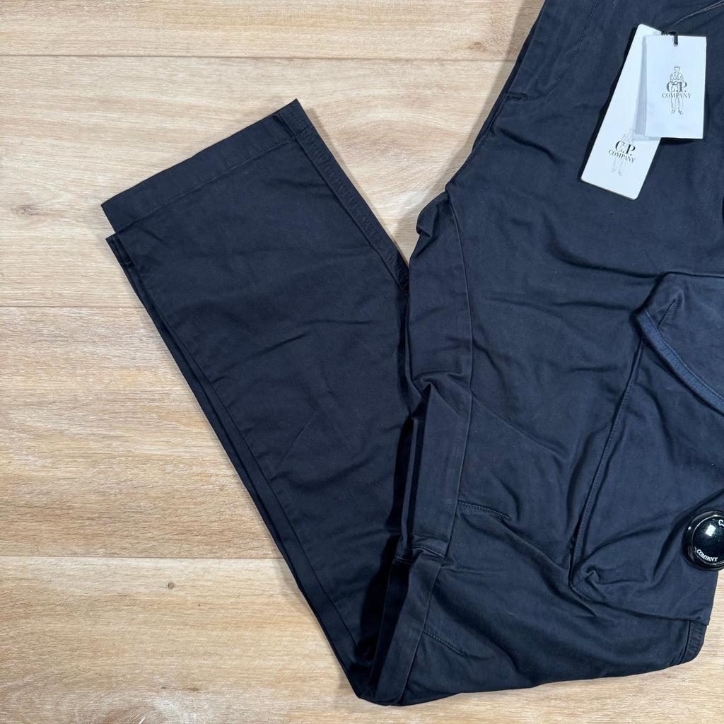 CP Company Stretch Sateen Utility Cargo Lens Pants in Navy Ironleague