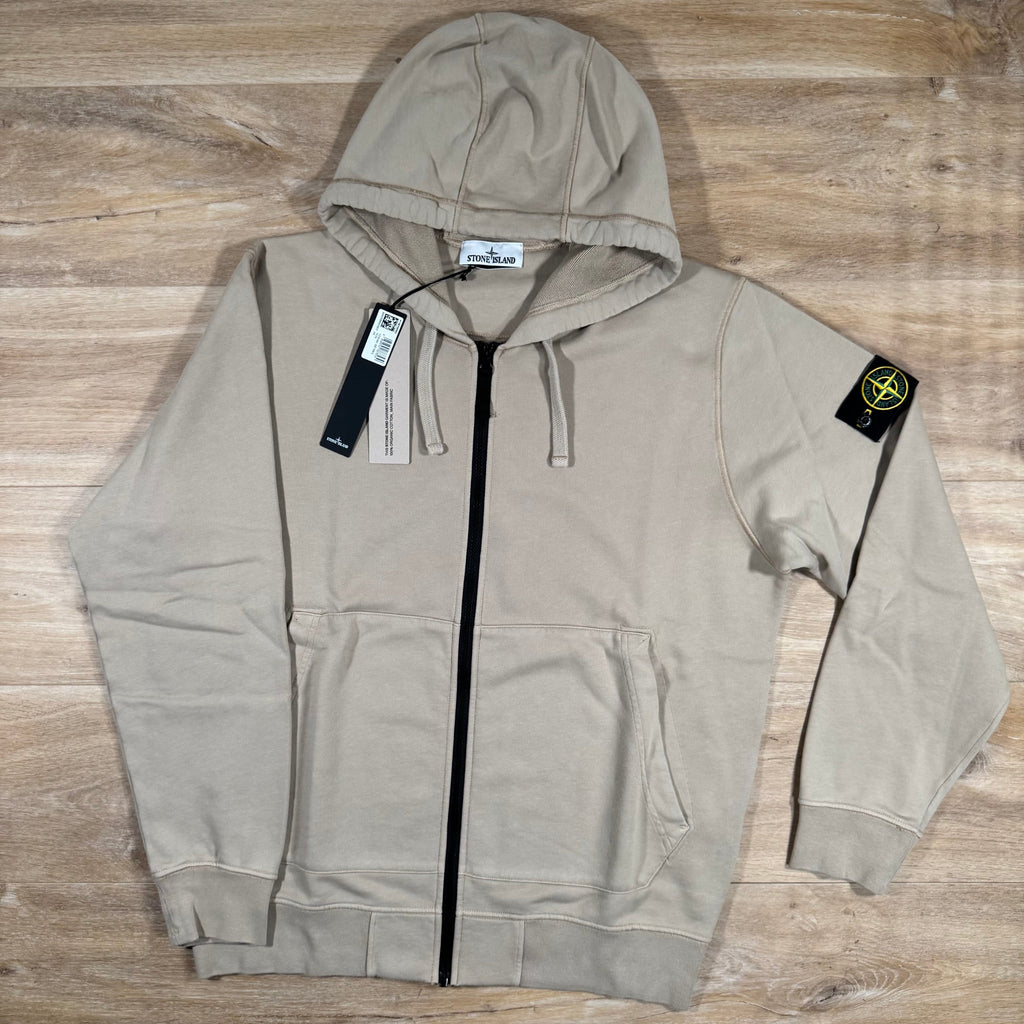 Stone Island Organic Cotton Fleece Zip Hoodie in Desert Ironleague