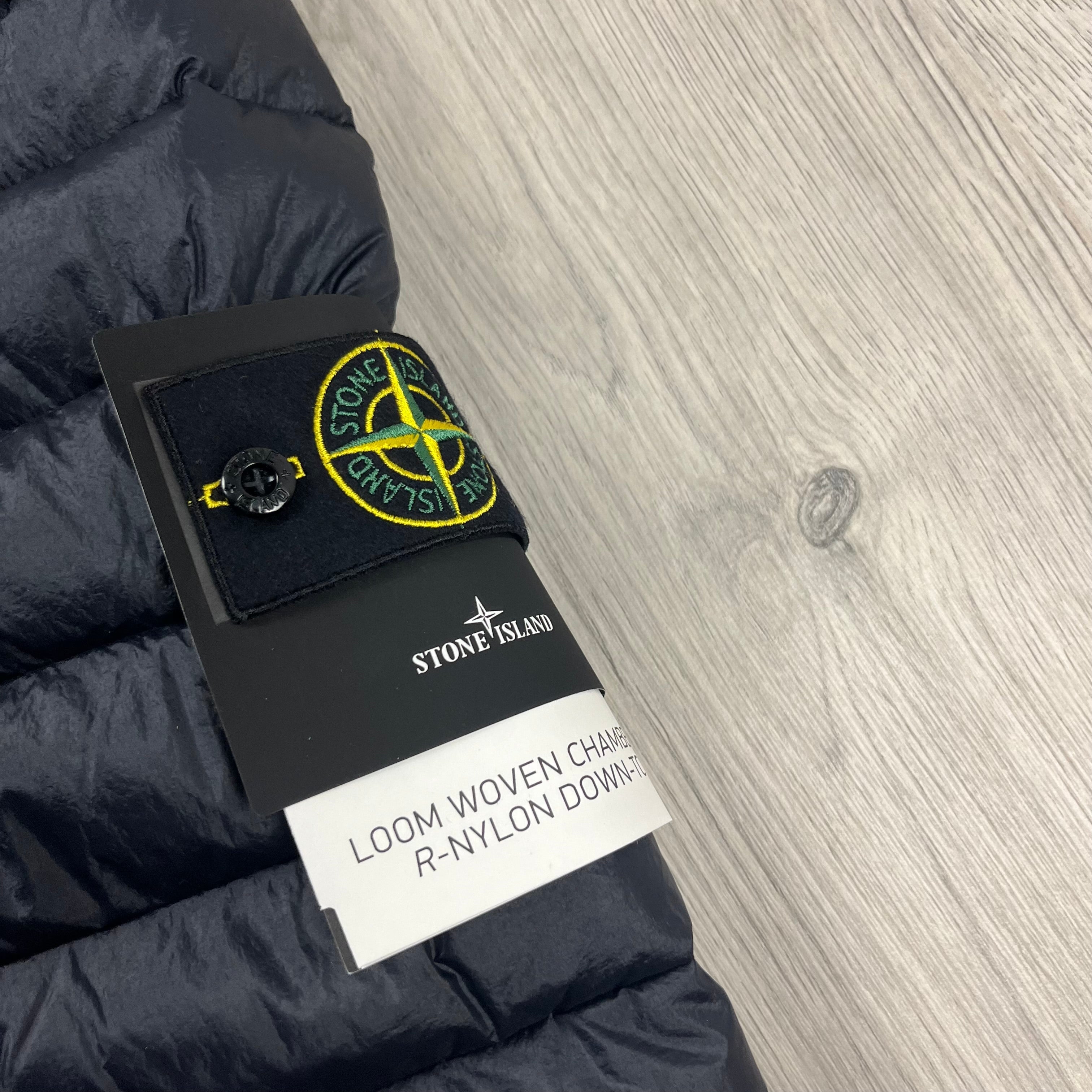 Stone Island Woven Down Jacket - Navy Ironleague