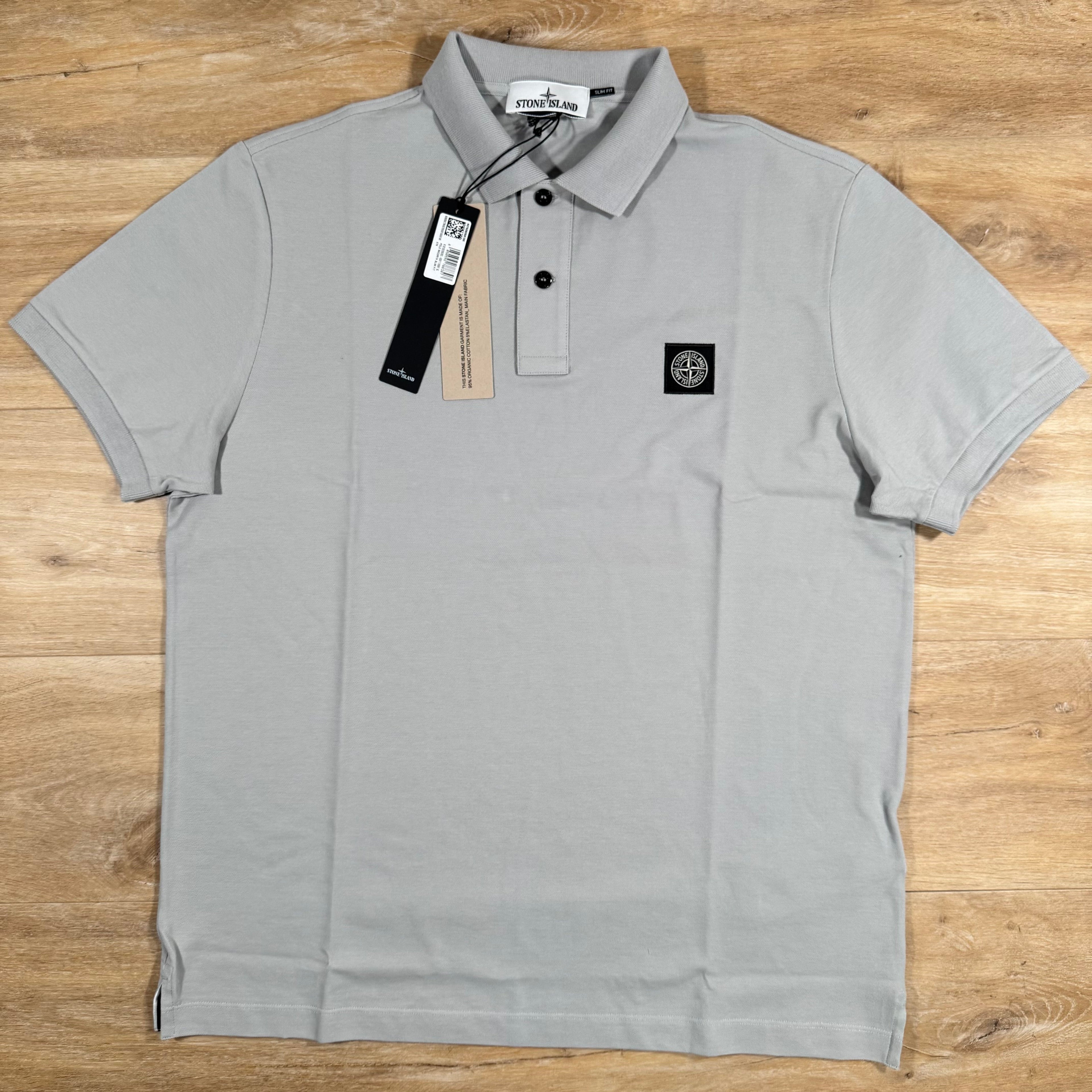Stone Island Organic Cotton Pique Polo Shirt in Pearl Grey Ironleague