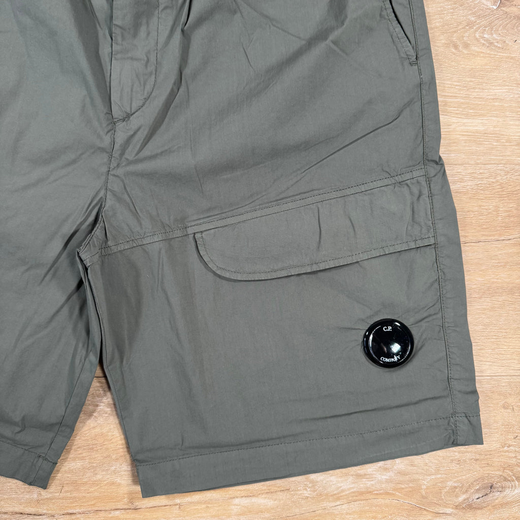 CP Company 50 Fili Stretch Cargo Shorts in Thyme - Green Ironleague