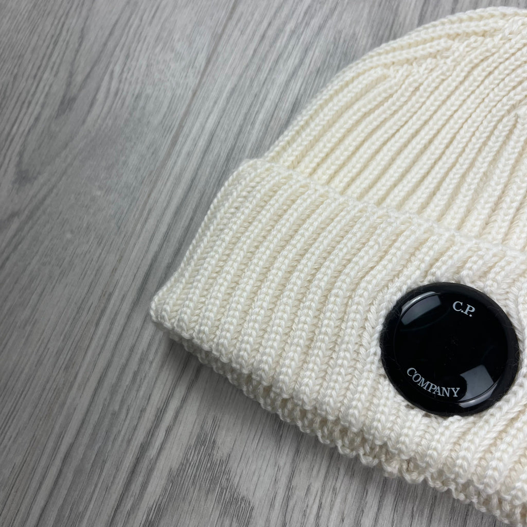 CP Company Lens Beanie - White Ironleague