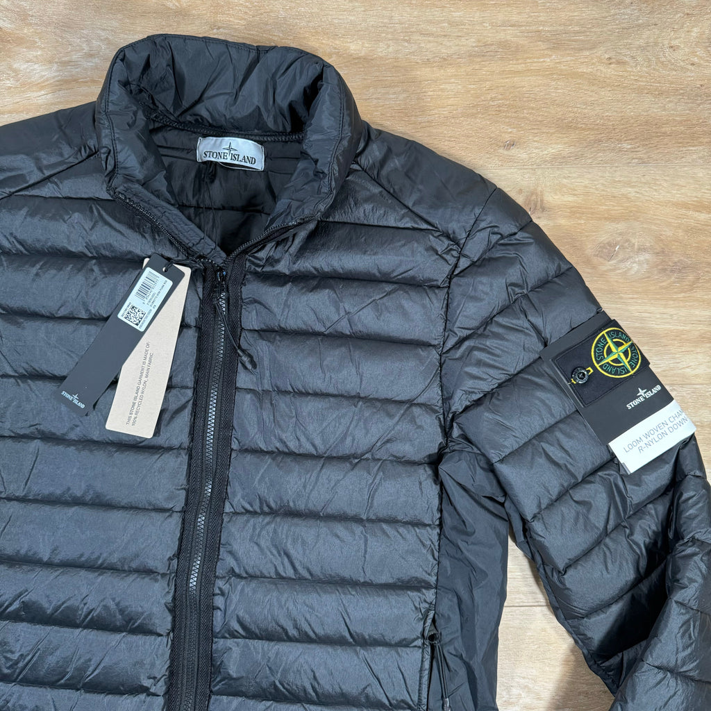 Stone Island Loom Woven Chambers Nylon Down-TC Jacket in Black Ironleague