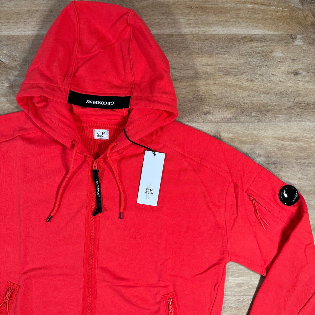 CP Company Diagonal Raised Zipped Lens Hoodie in Poinciana - Orange Ironleague