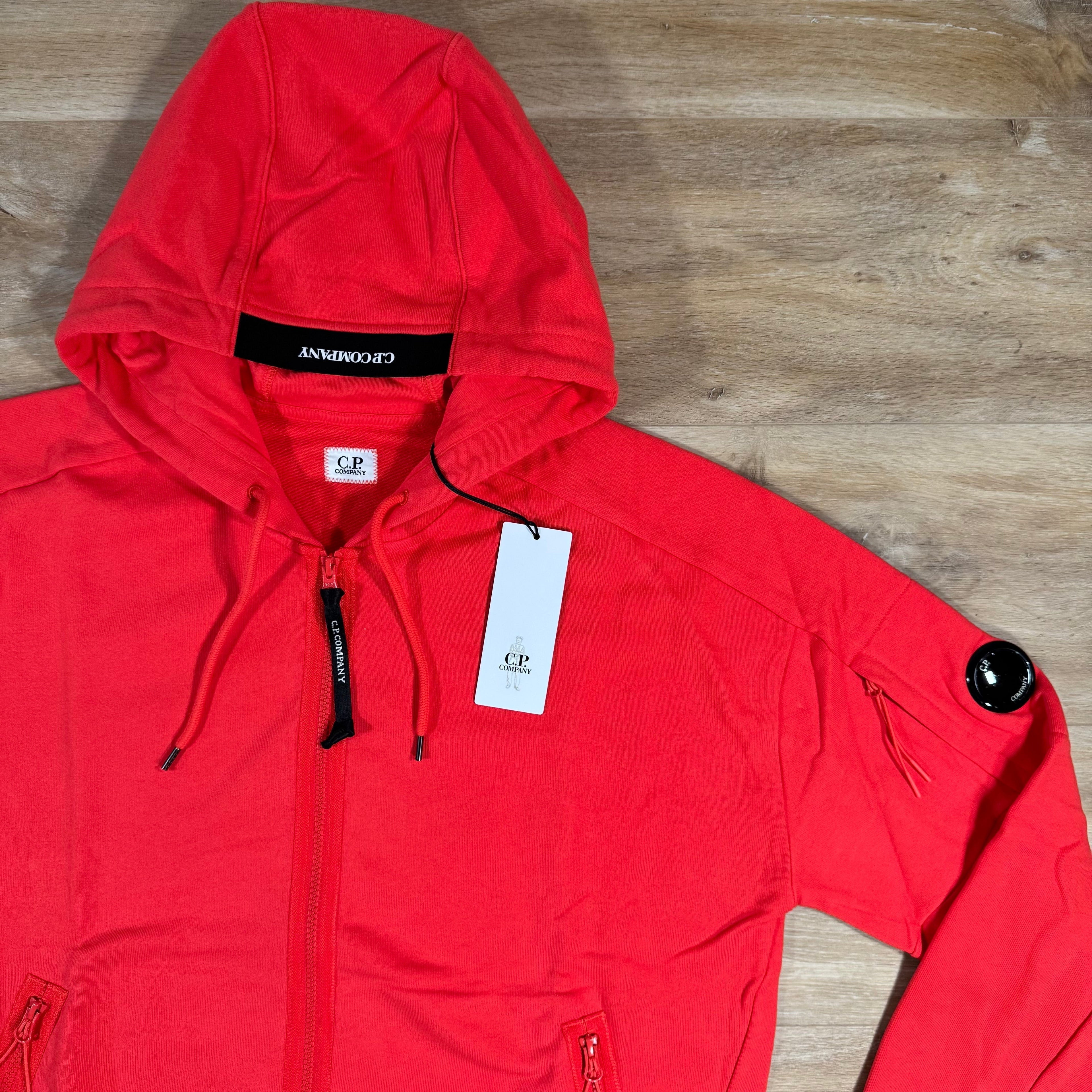 CP Company Diagonal Raised Zipped Lens Hoodie in Poinciana - Orange Ironleague