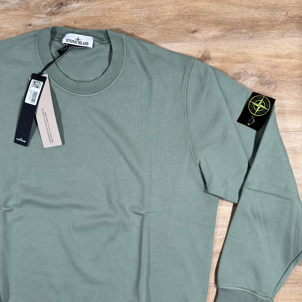 Stone Island Organic Cotton Fleece Sweatshirt in Sage Green Ironleague
