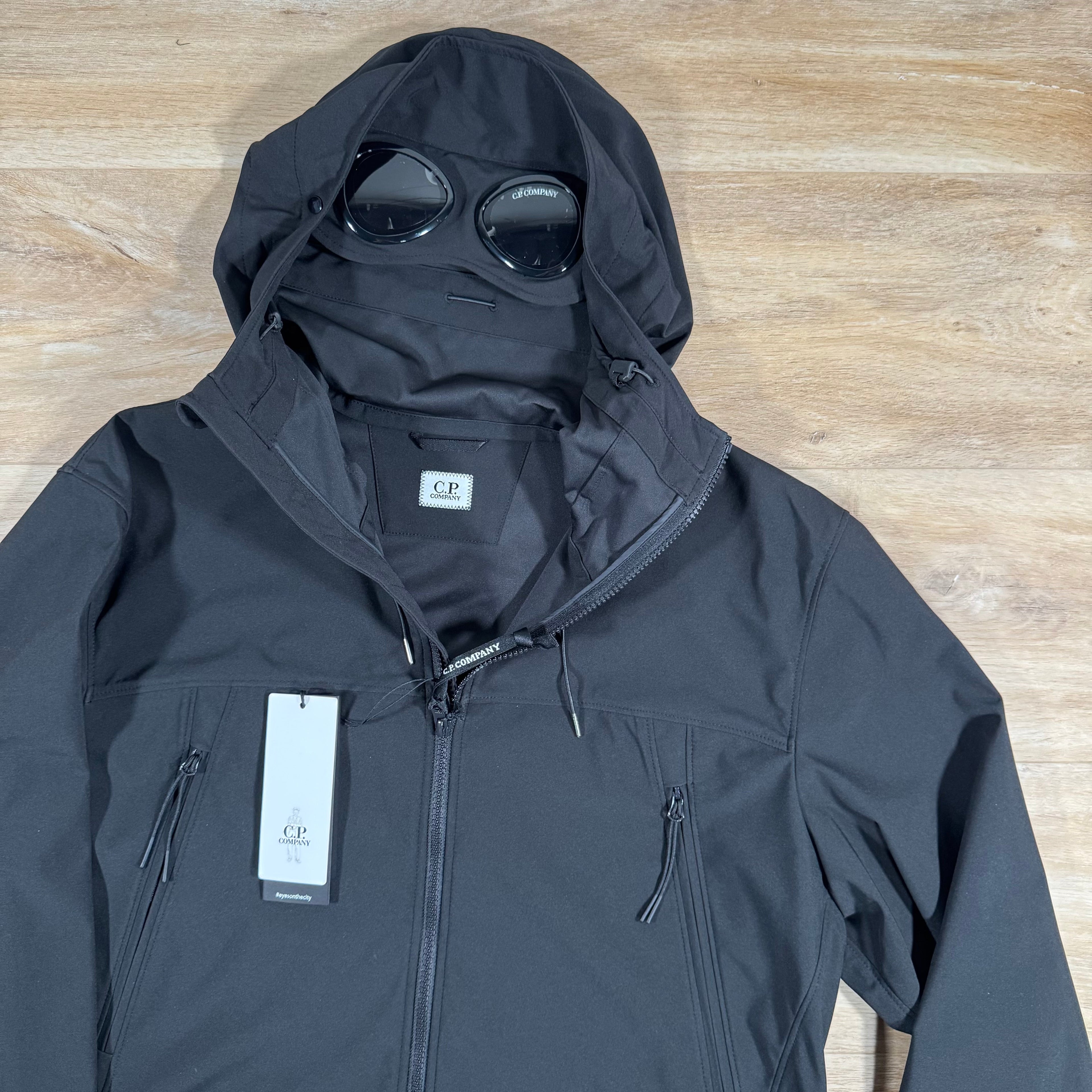 CP Company Shell-R Goggle Jacket in Black Ironleague
