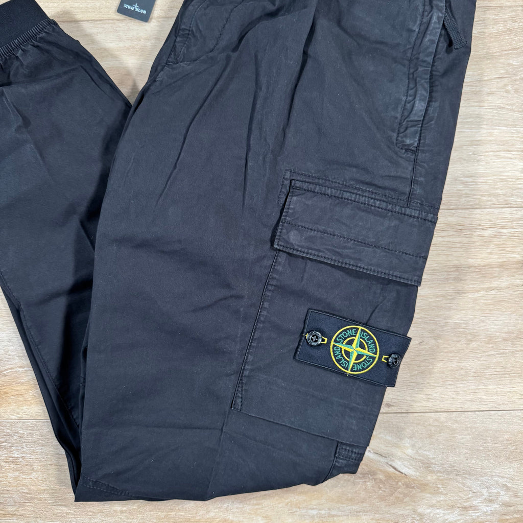 Stone Island Supima Twill Stretch-TC Cargo Pants in Black Ironleague