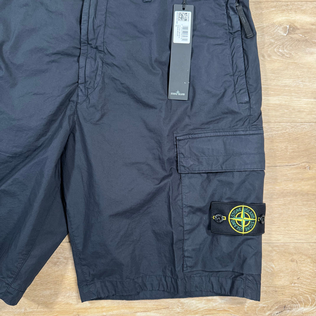 Stone Island Stretch Tela Cargo Bermuda Shorts in Navy Ironleague