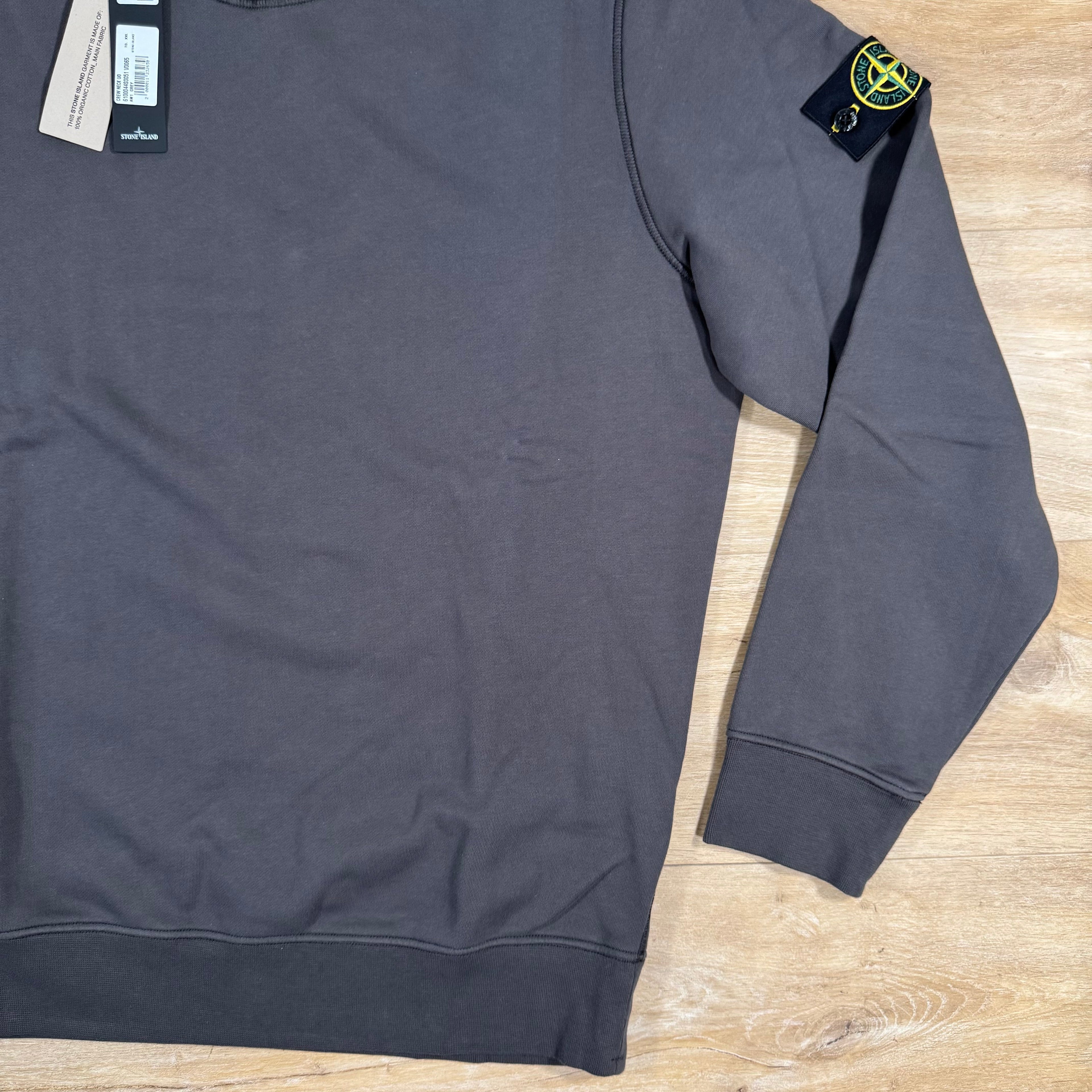 Stone Island Organic Cotton Fleece Sweatshirt in Charcoal Grey Ironleague