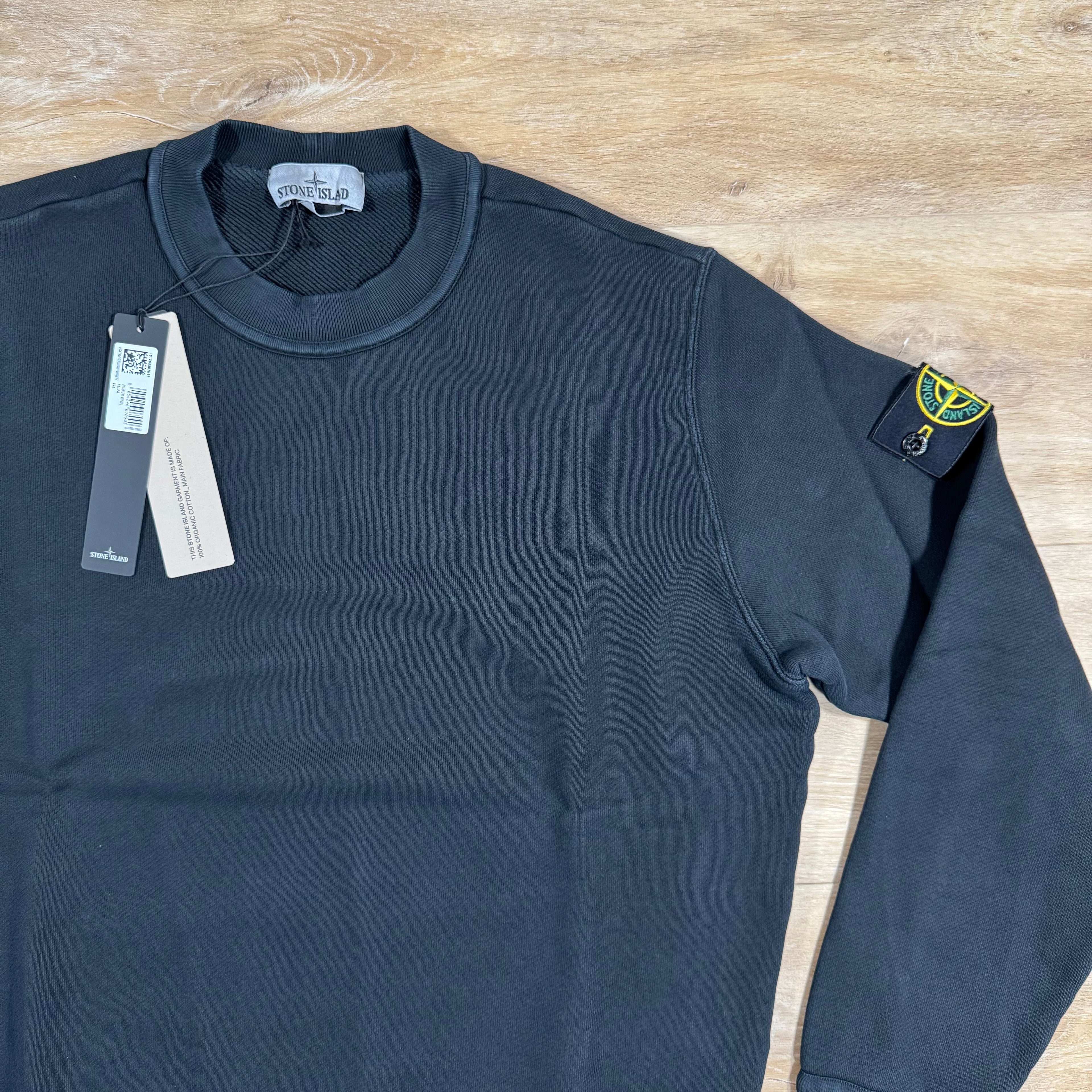 Stone Island Diagonal Fleece Old Effect Sweatshirt in Black Ironleague