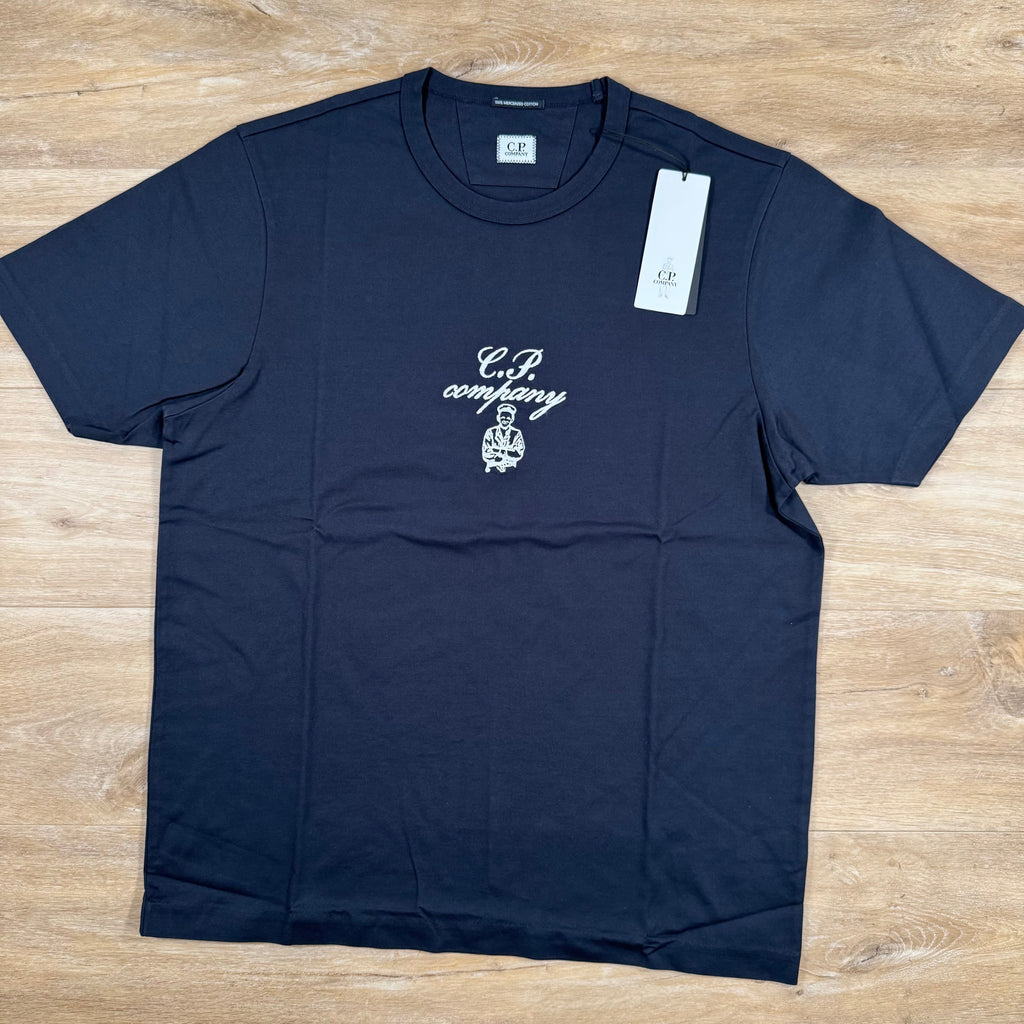 CP Company 30/2 Twisted Embroidery T-Shirt in Navy Ironleague