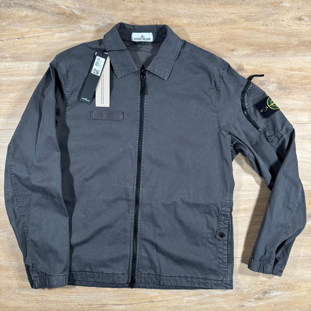 Stone Island Stretch Twill Overshirt in Charcoal Grey Ironleague
