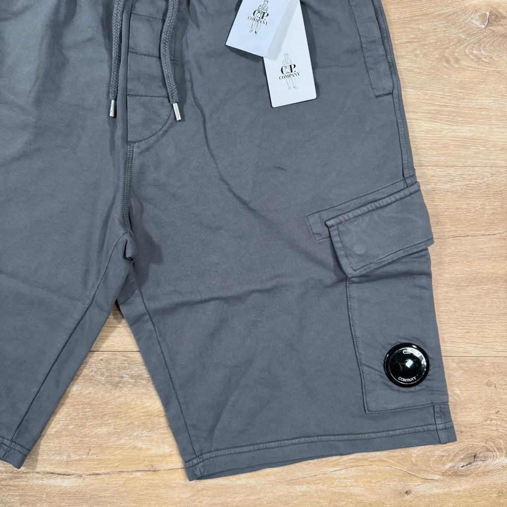 CP Company Light Fleece Cargo Lens Shorts in Smoked Pearl - Grey Ironleague