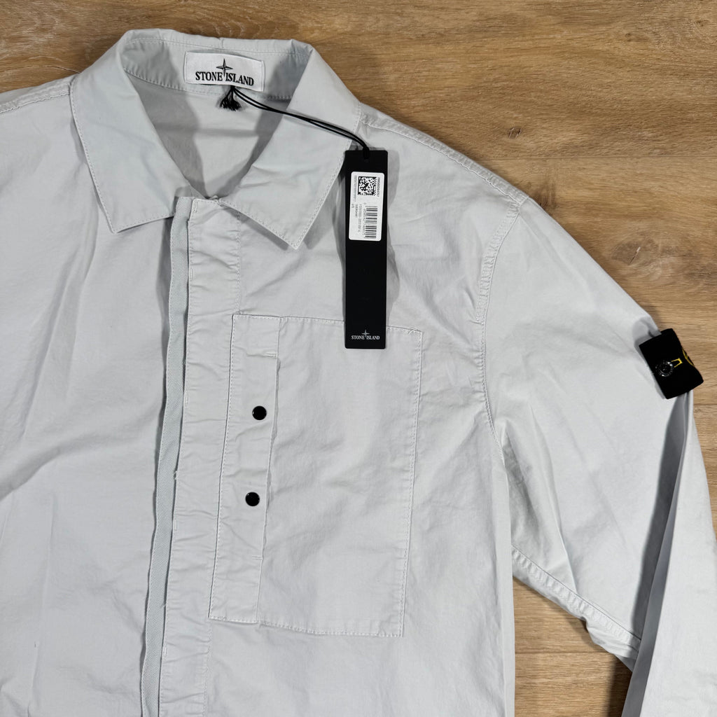 Stone Island Supima Twill Stretch-TC Overshirt in Sky Blue Ironleague