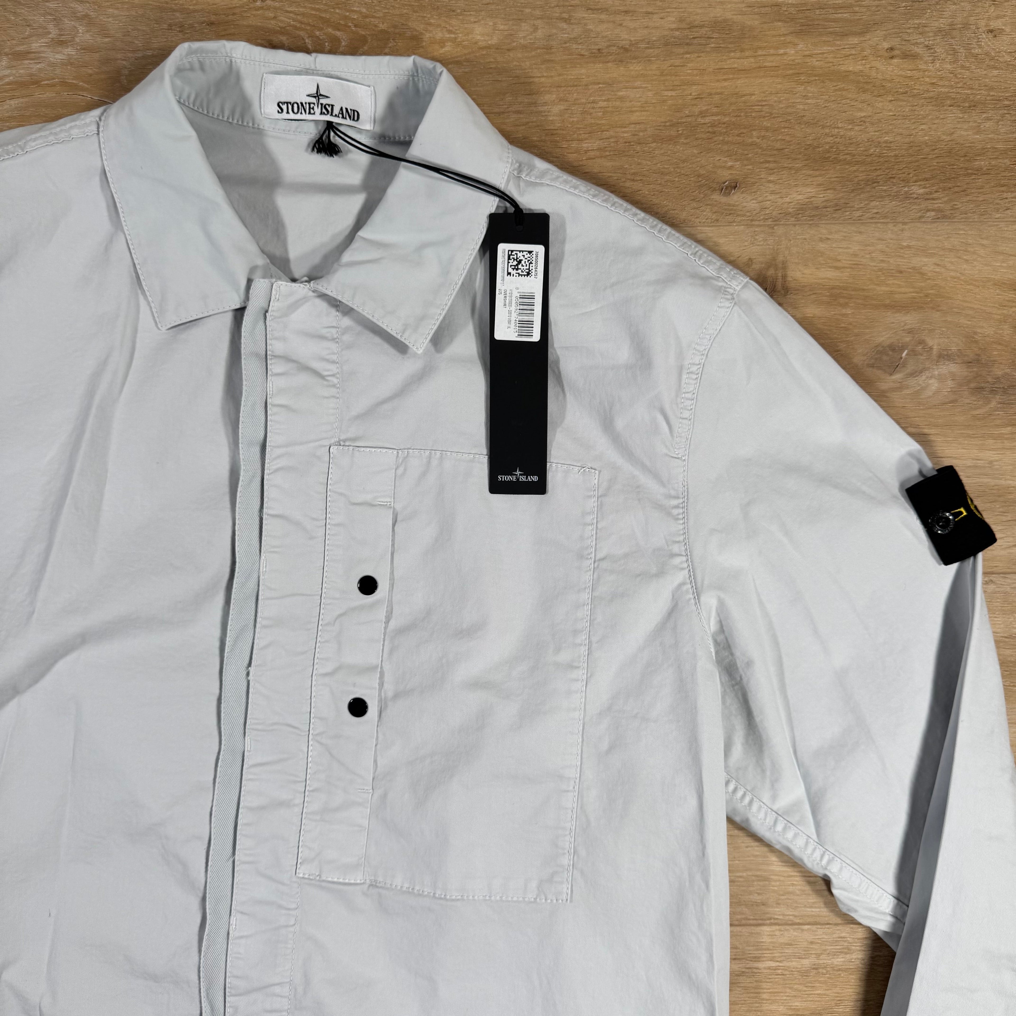 Stone Island Supima Twill Stretch-TC Overshirt in Sky Blue Ironleague