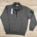 Stone Island Organic Cotton Half-Zip Sweatshirt in Military Green Ironleague