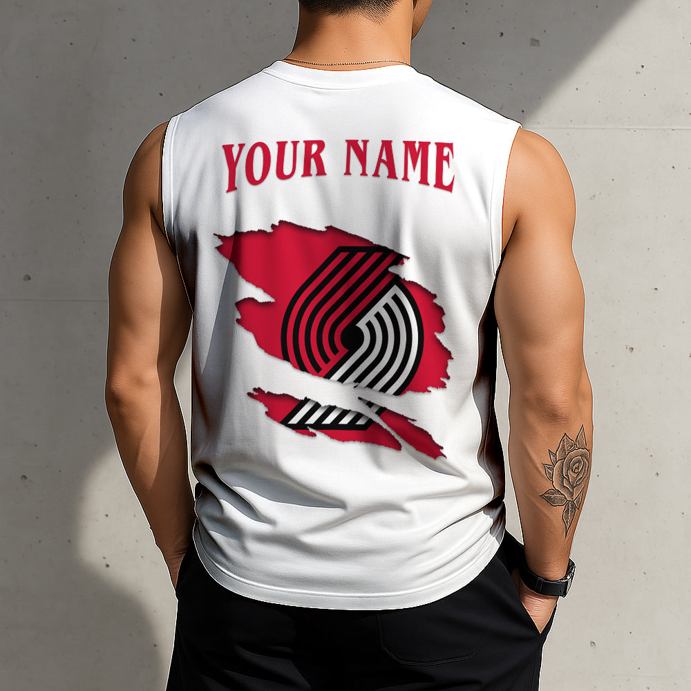 FINAL SALE - NEW CUSTOMIZED NBA22 PTB PORTLAND TRAIL BLAZERS TANKTOP & GYM SHIRT