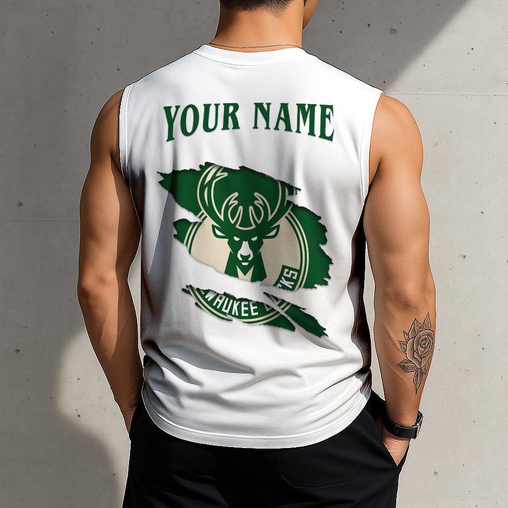 FINAL SALE - NEW CUSTOMIZED NBA11 MBU MILWAUKEE BUCKS TANKTOP & GYM SHIRT