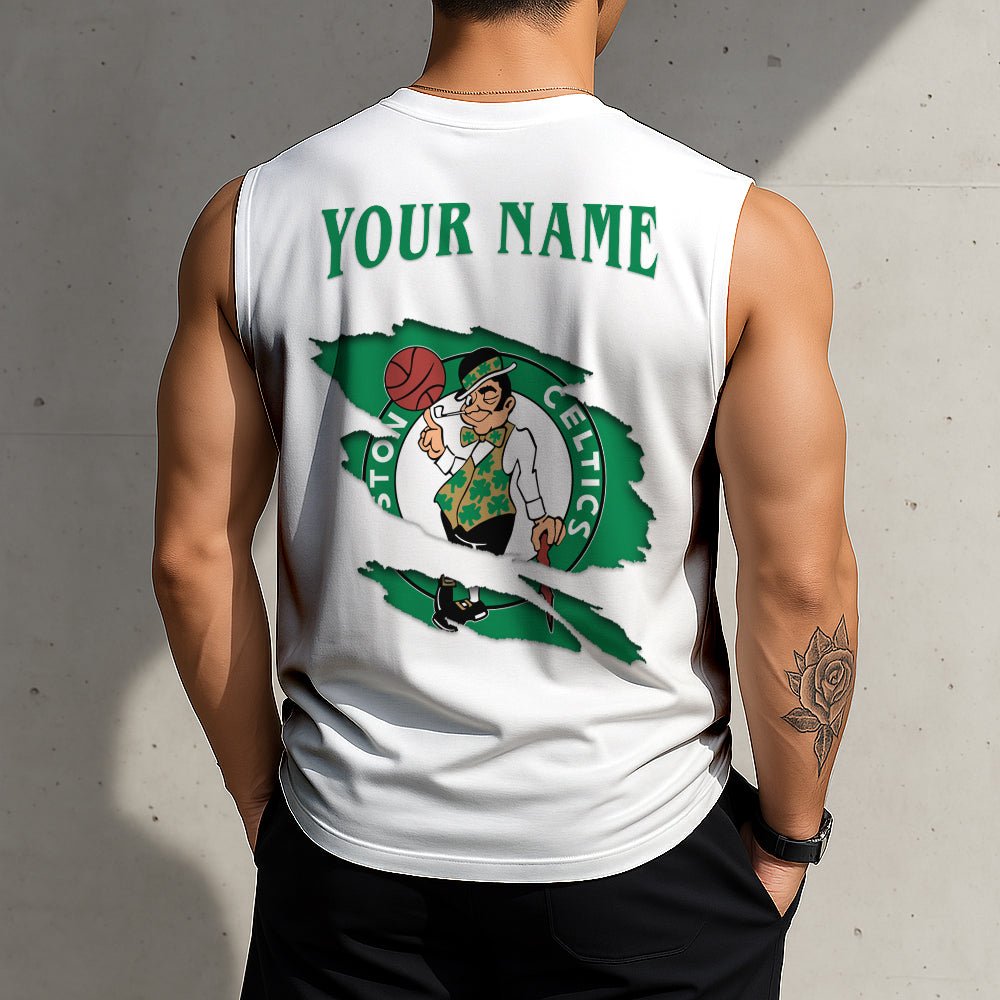 FINAL SALE - NEW CUSTOMIZED NBA03 BCE BOSTON CELTICS TANKTOP & GYM SHIRT