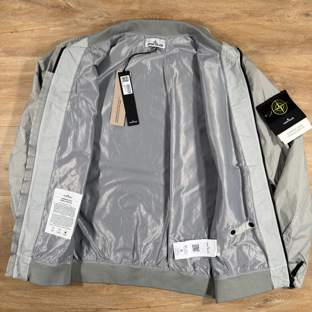 Stone Island Crinkle Reps R-NY Bomber Jacket in Pearl Grey Ironleague