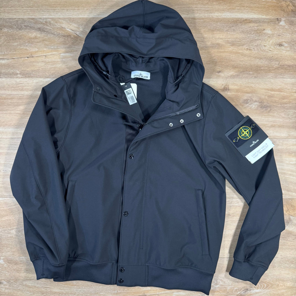 Stone Island Light Soft Shell-R Jacket in Black Ironleague