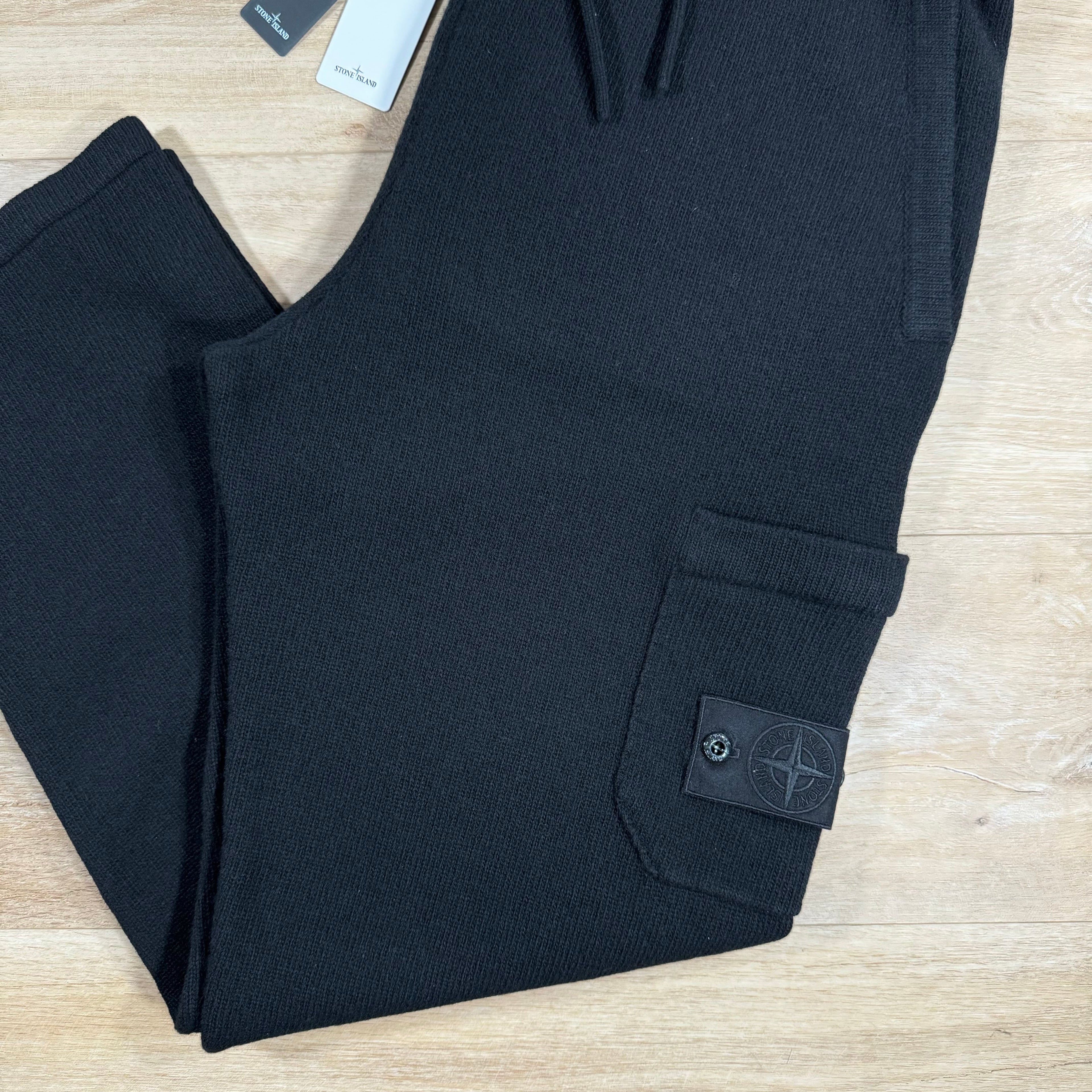 Stone Island Loose Fit Wool Ghost Sweatpants in Black Ironleague