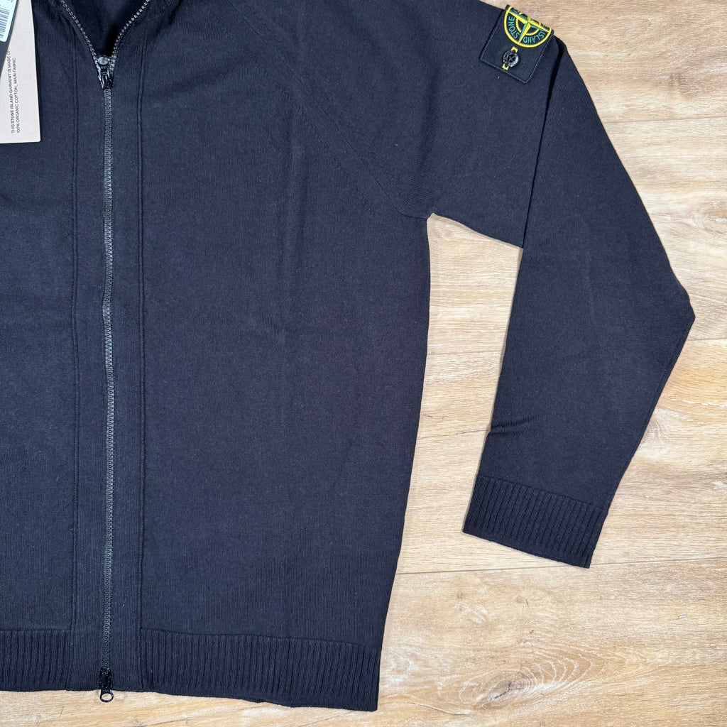 Stone Island Light Organic Cotton Knit Cardigan in Navy Ironleague