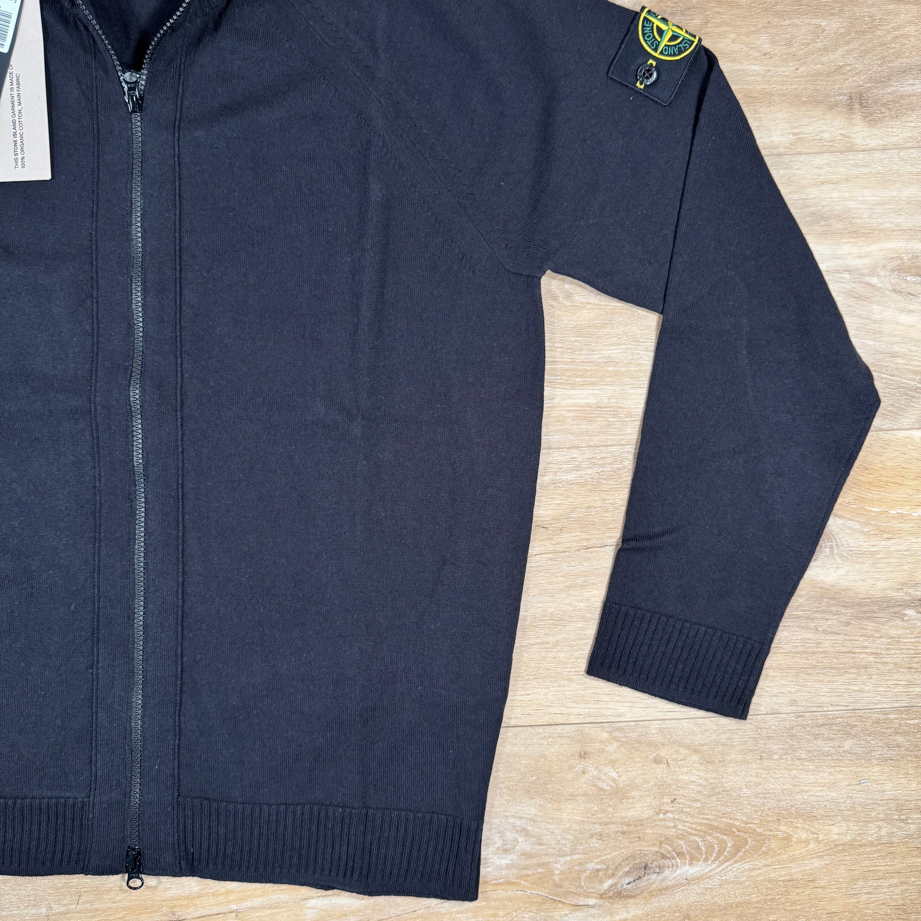 Stone Island Light Organic Cotton Knit Cardigan in Navy Ironleague