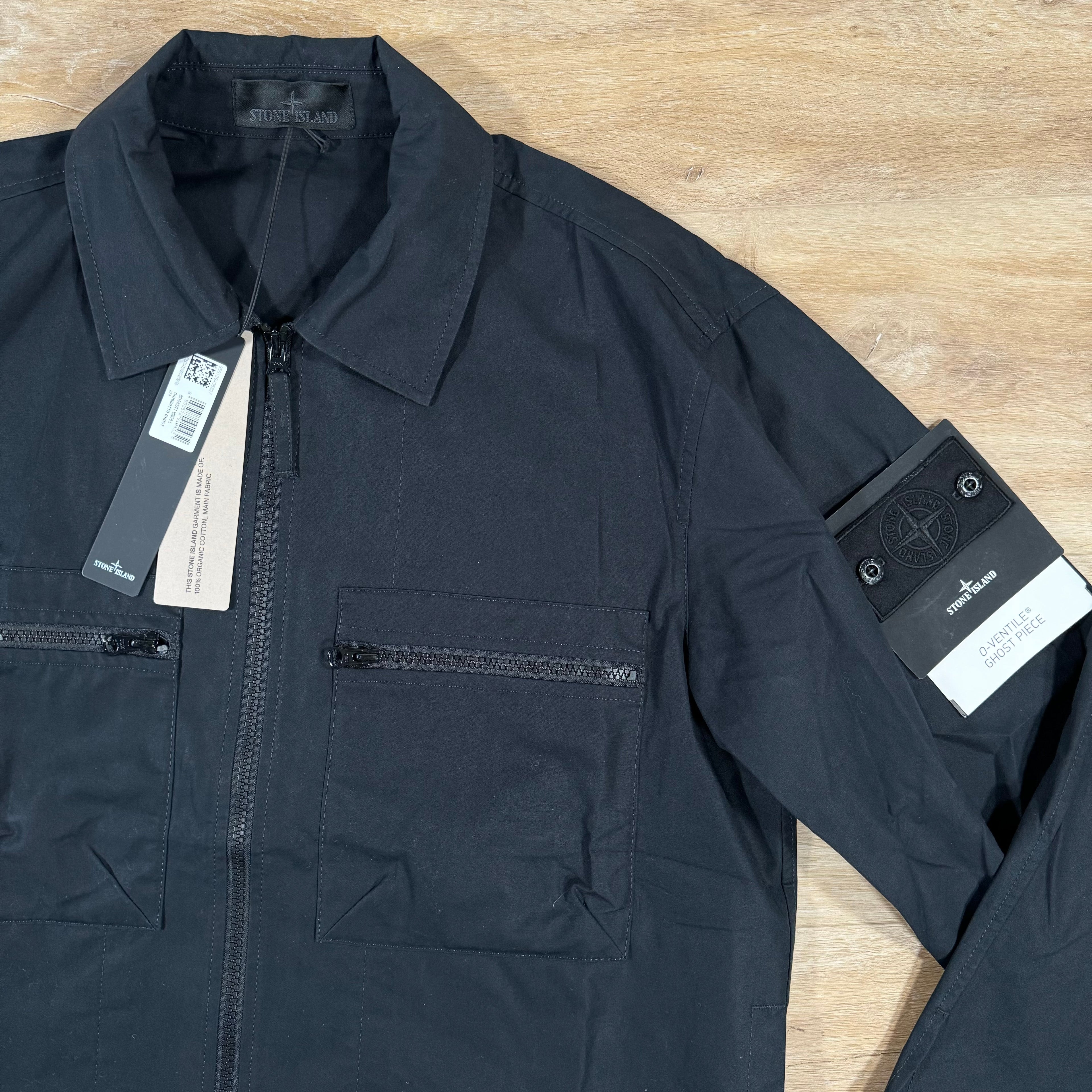 Stone Island Weatherproof Canvas Ghost Overshirt in Black Ironleague