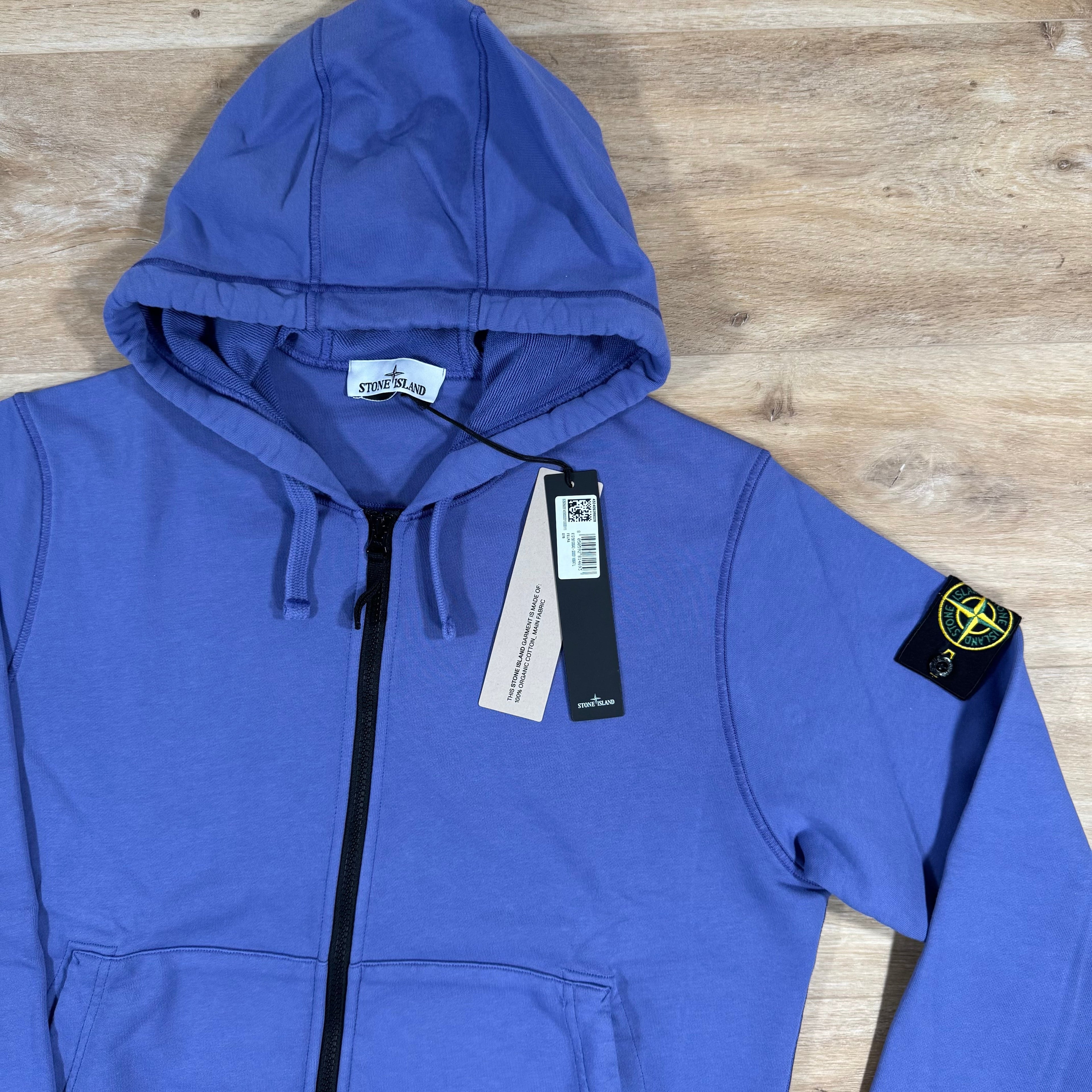 Stone Island Organic Cotton Fleece Zip Hoodie in Lavender Ironleague