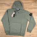 Stone Island Organic Cotton Fleece Pullover Hoodie in Sage Green Ironleague