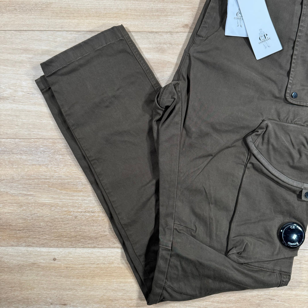 CP Company Stretch Sateen Utility Cargo Lens Pants in Ivy Green Ironleague