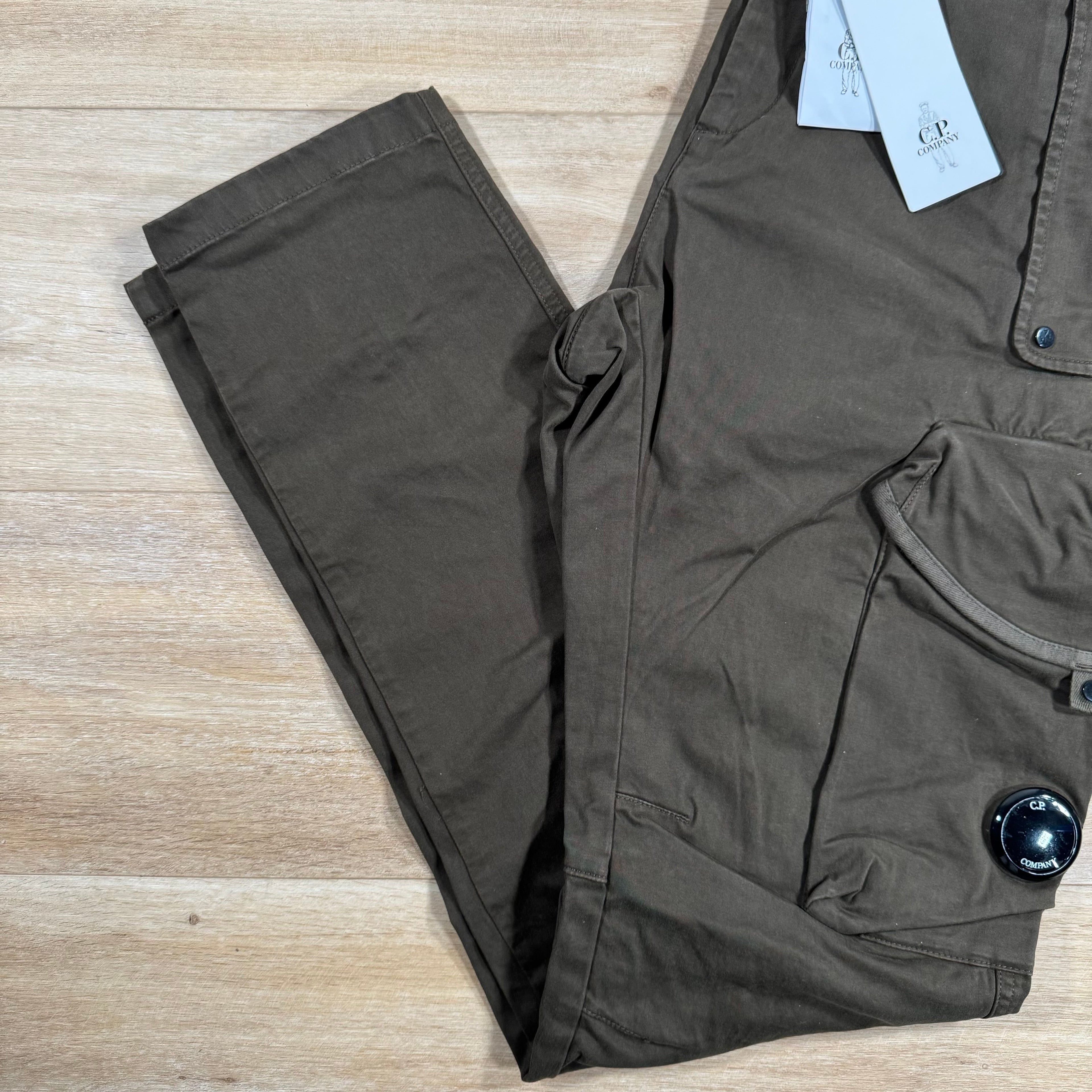 CP Company Stretch Sateen Utility Cargo Lens Pants in Ivy Green Ironleague