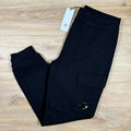 CP Company Diagonal Raised Fleece Lens Sweatpants in Black Ironleague