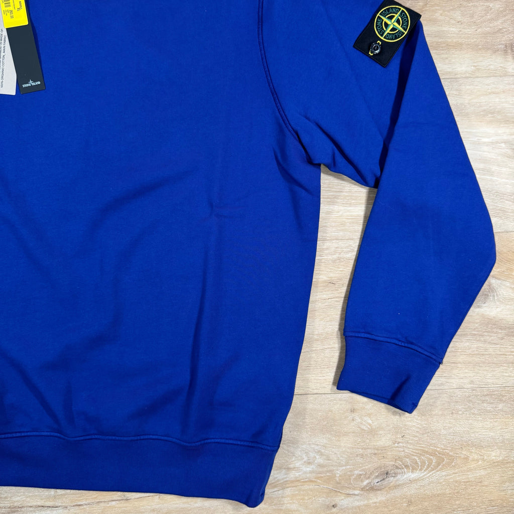 Stone Island Organic Cotton Fleece Sweatshirt in Bright Blue Ironleague