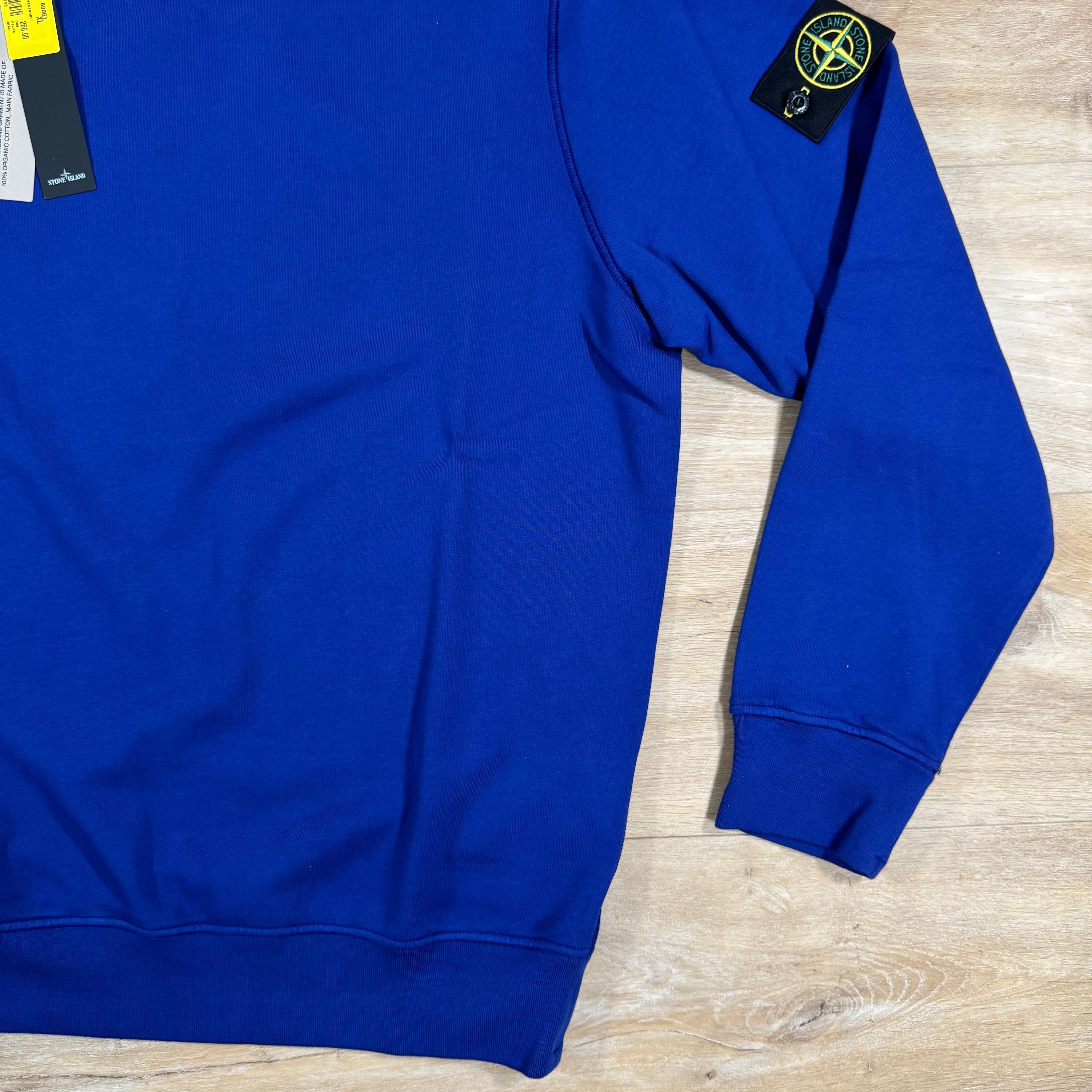 Stone Island Organic Cotton Fleece Sweatshirt in Bright Blue Ironleague