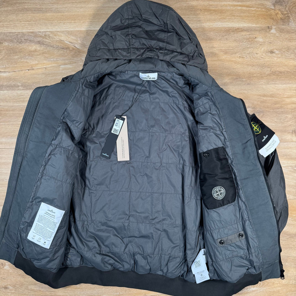 Stone Island Crinkle Reps NY Padded Jacket in Lead Grey Ironleague