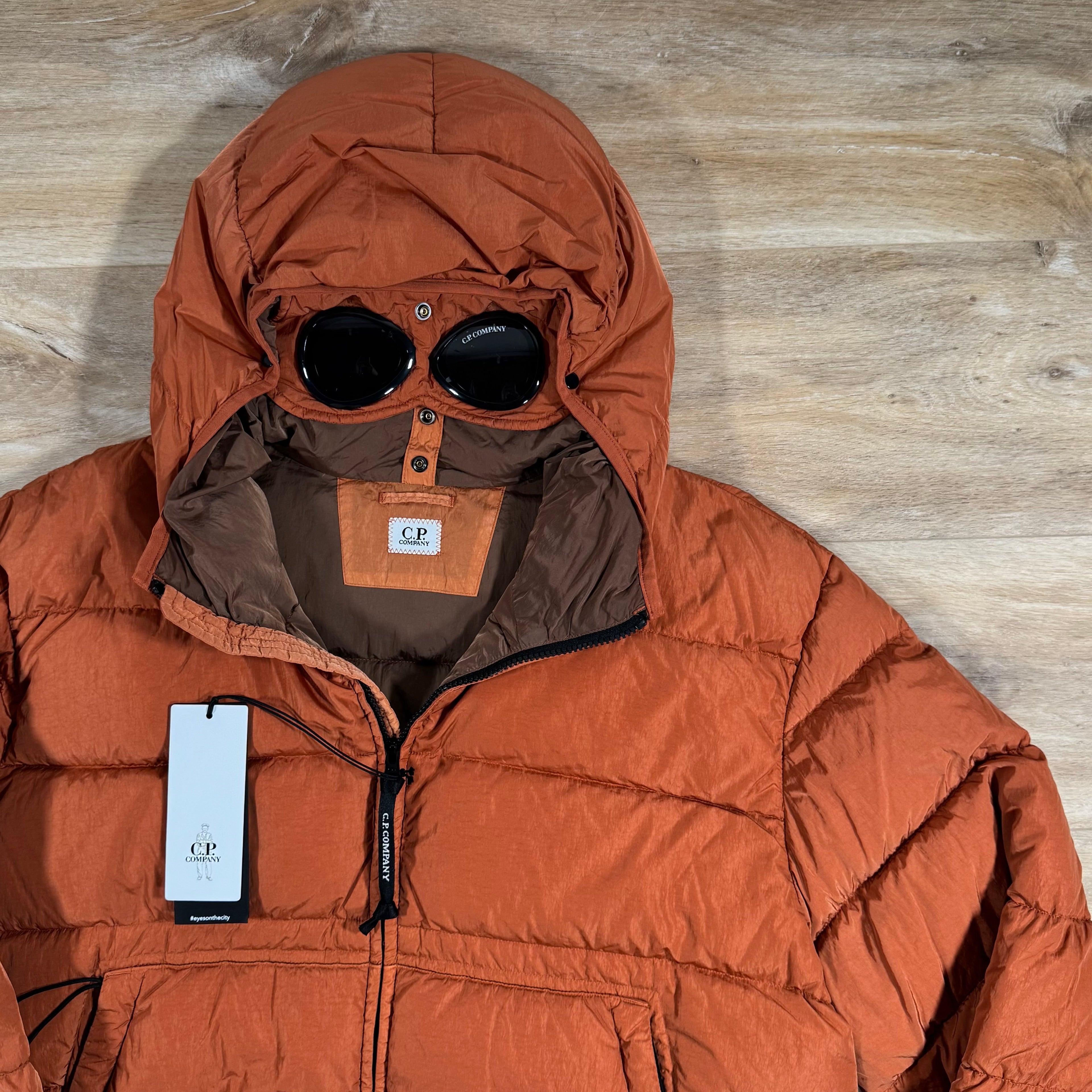 CP Company Chrome-R Goggle Down Jacket in Bombay Brown Ironleague