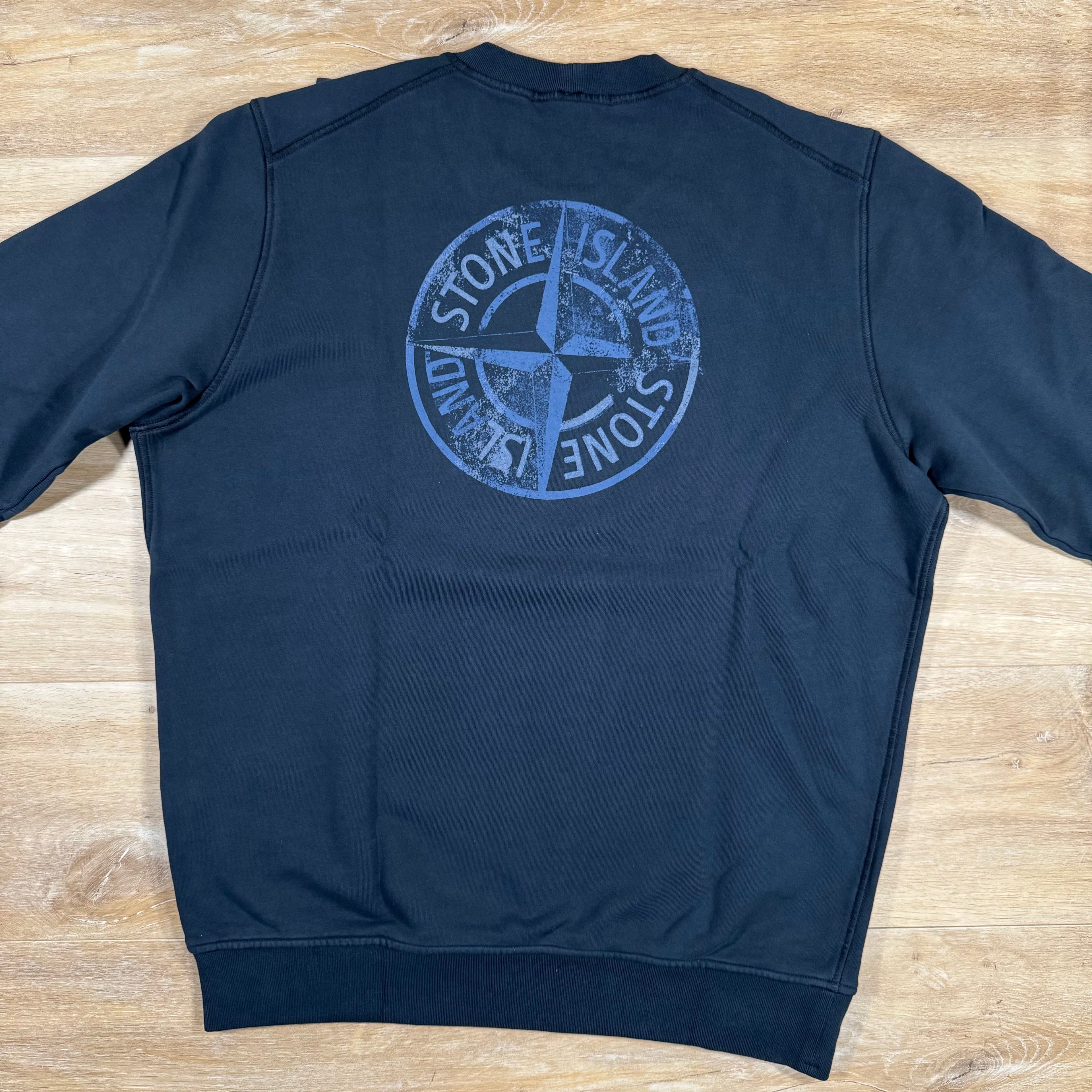 Stone Island Reverse Compass Logo Sweatshirt in Navy Ironleague