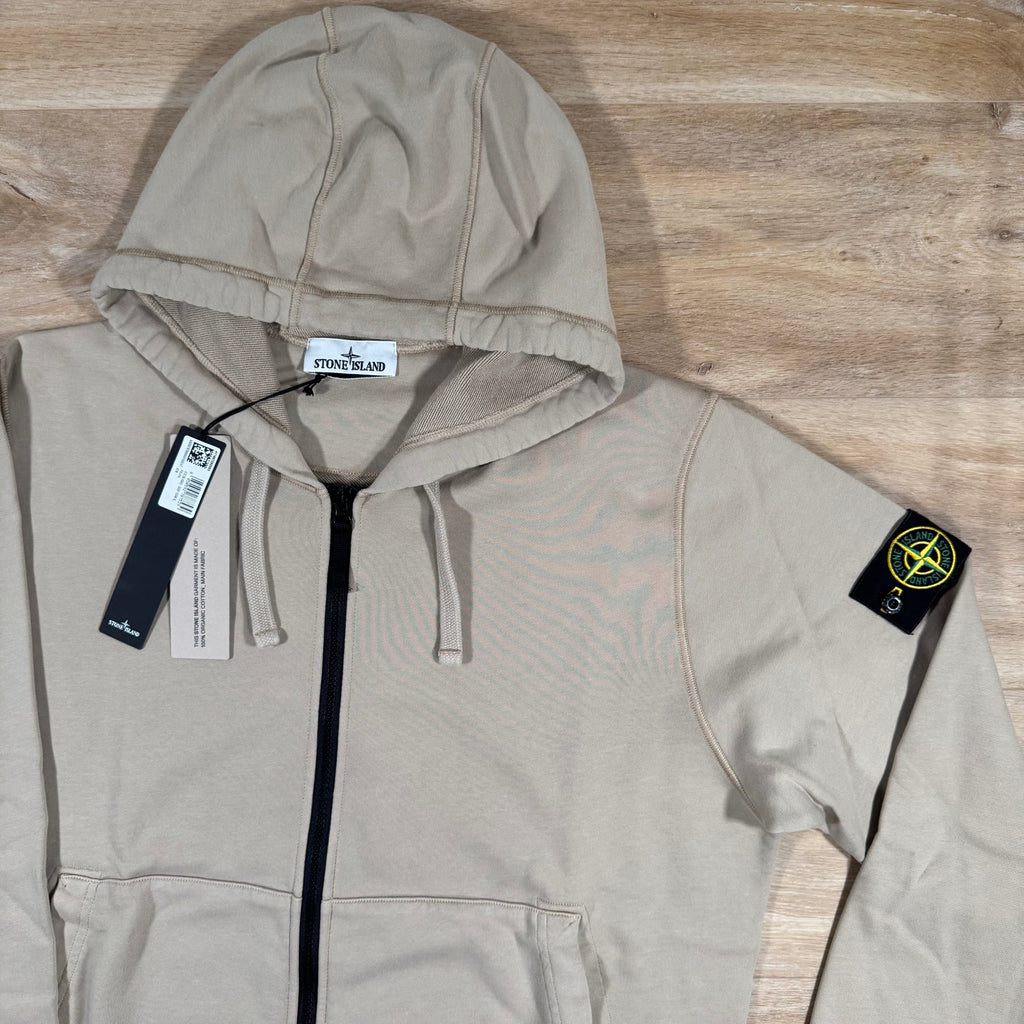 Stone Island Organic Cotton Fleece Zip Hoodie in Desert Ironleague