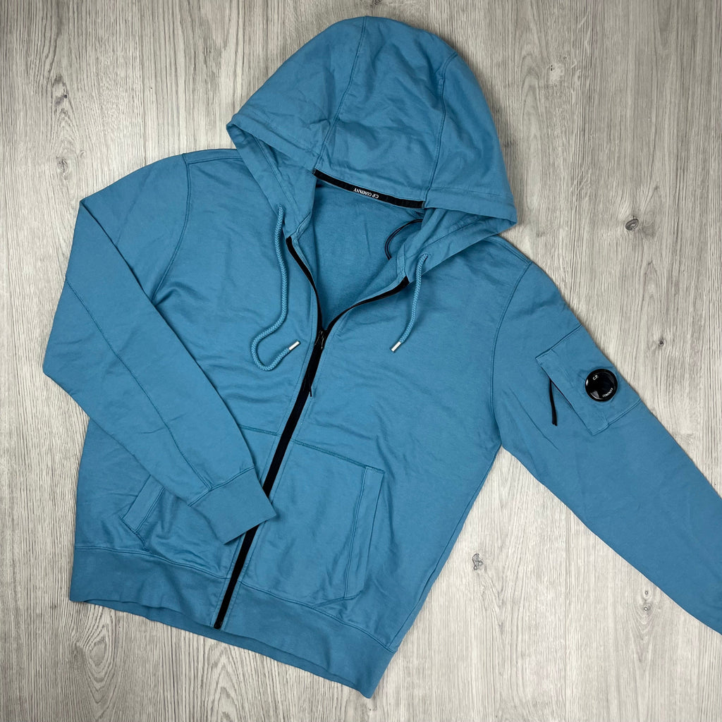 CP Company Light Fleece Zip Hoodie - Aegean Blue Ironleague