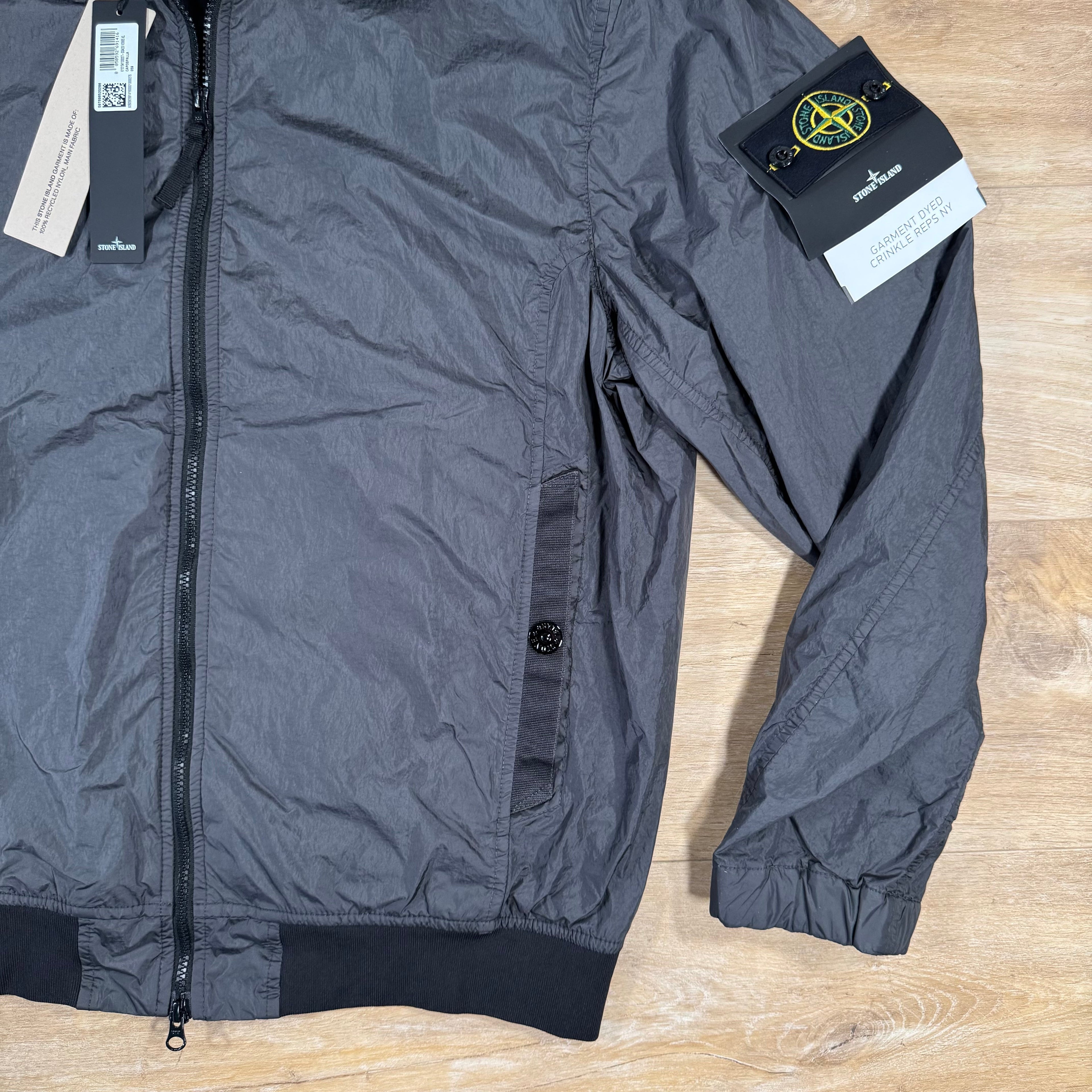 Stone Island Crinkle Reps R-NY Bomber Jacket in Charcoal Grey Ironleague