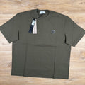 Stone Island Combed Organic Cotton Patch Logo T-Shirt in Military Green Ironleague