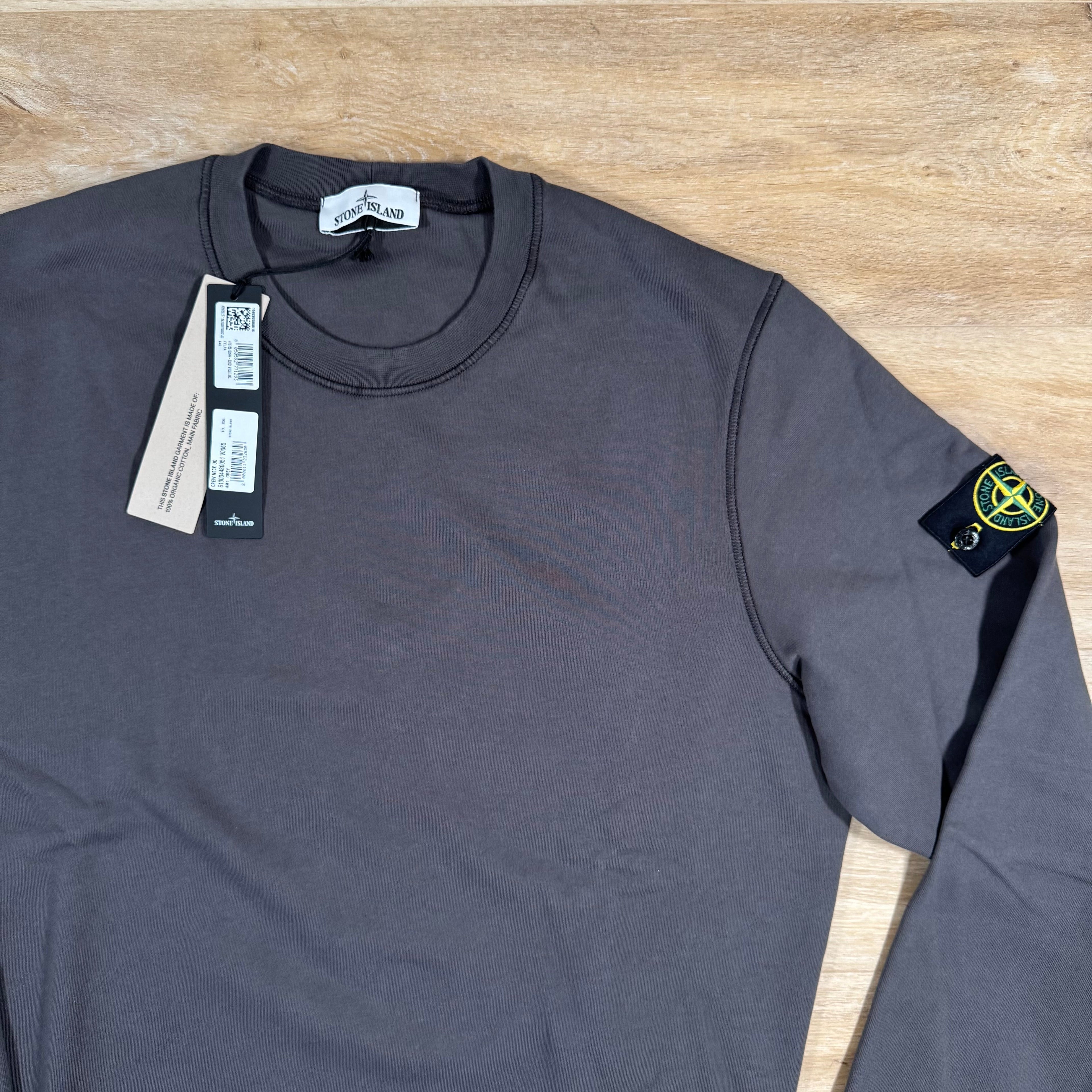 Stone Island Organic Cotton Fleece Sweatshirt in Charcoal Grey Ironleague