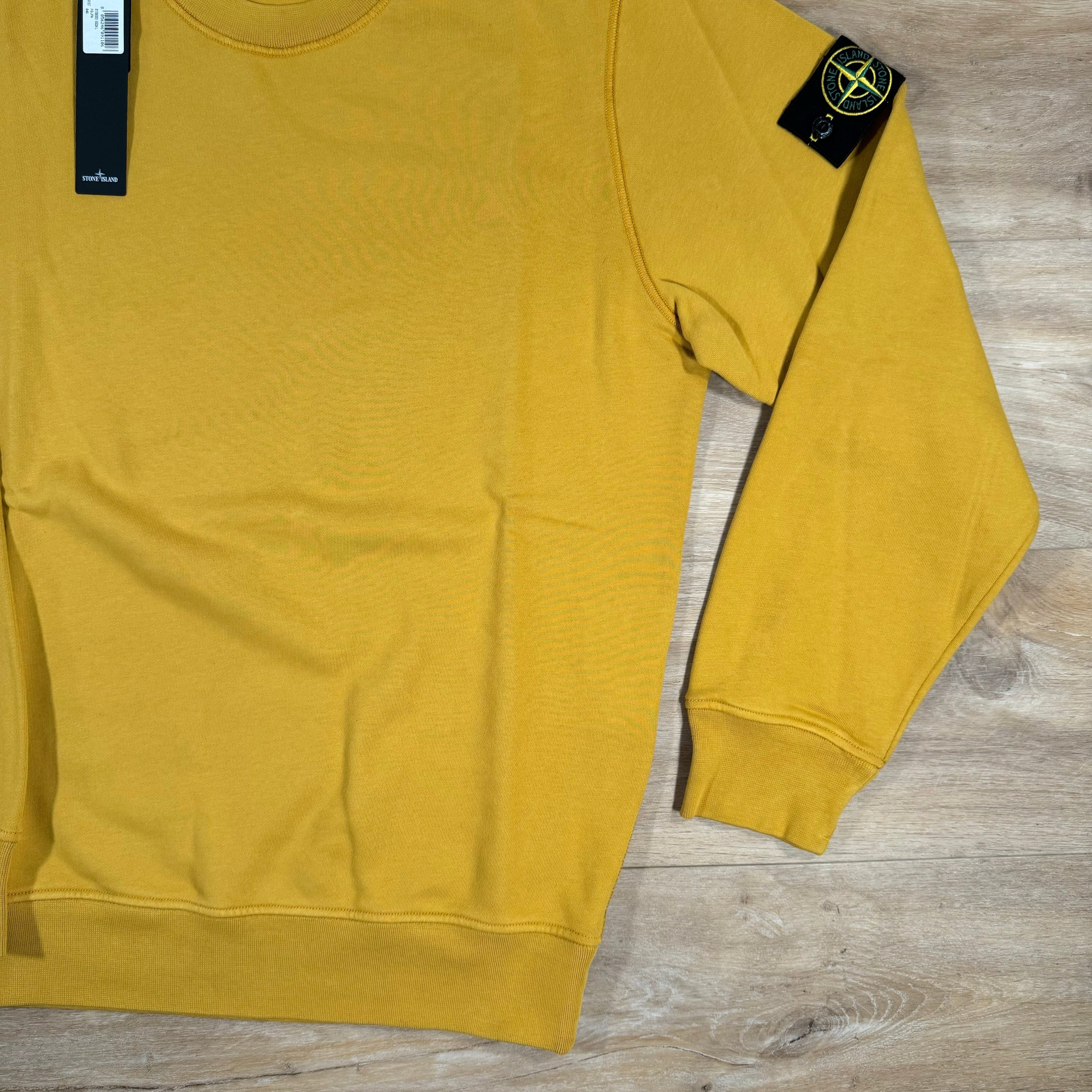 Stone Island Garment Dyed Crewneck Sweatshirt in Mustard Ironleague